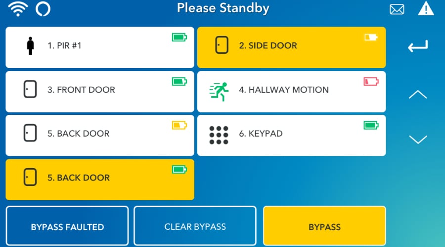 Toledo security system command screen.